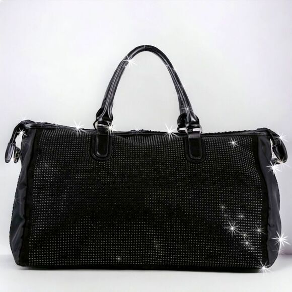 None Handbags - Gorgeous Duffle Bag Black Studded Bling Travel Gym